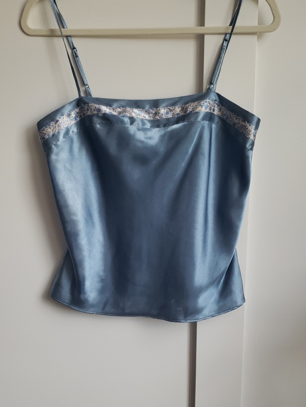 Y2K Silky Blue Satin Spaghetti Strap Cami Top
